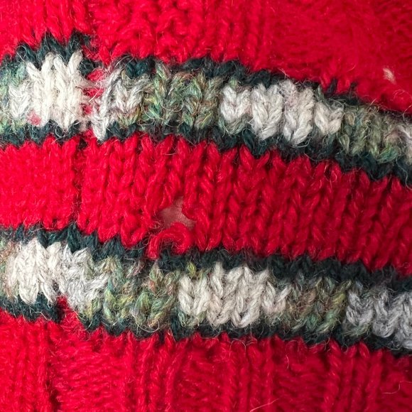 Vintage Cable Knit Shetland Wool Oversized Sweater Nordic Floral Cottagecore - Picture 6 of 8